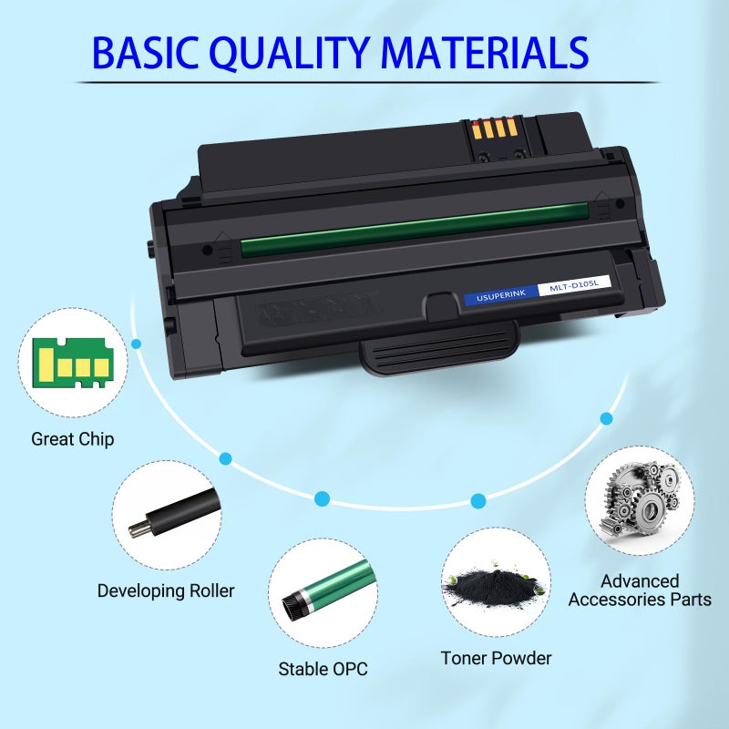 SuperInk MLT-D105L Compatible Toner Cartridge Replacement for Samsung MLT-D105L 105L MLTD105L 105 Work with Samsung ML-2525 ML-2525W ML-2545 ML-1915 SCX-4623F SCX-4623FN SF-650 Printer (Black 2 Pack) - Image 5